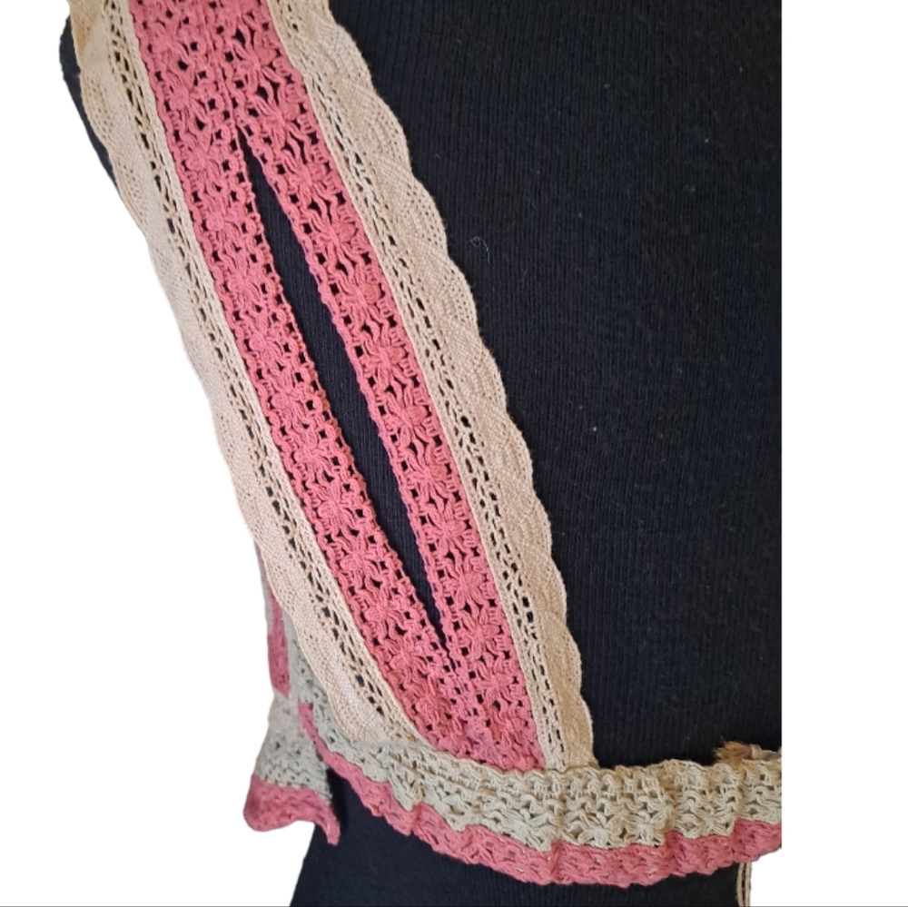 Anthropologie - Let Me Be - Open Back Crochet Tank Top Size Small Pink/Cream - Picture 8 of 16